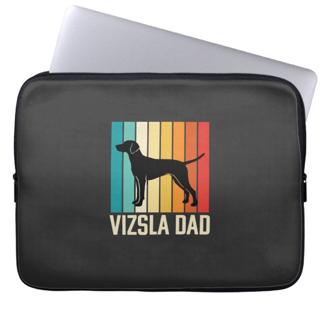 Retro Vizsla Vader Hond Silhouet Laptop Sleeve (Voorkant)