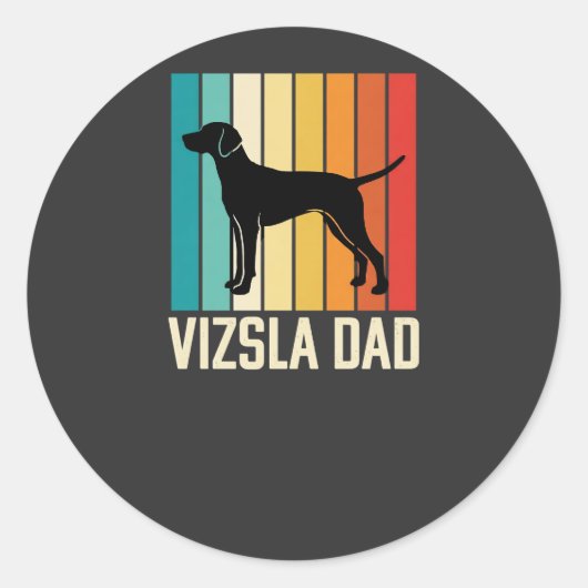 Retro Vizsla Vader Hond Silhouet Ronde Sticker (Voorkant)