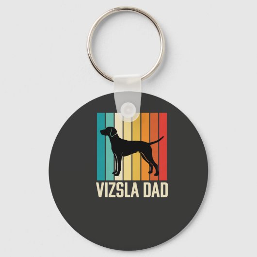 Retro Vizsla Vader Hond Silhouet Sleutelhanger (Voorkant)