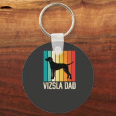 Retro Vizsla Vader Hond Silhouet Sleutelhanger (Voorkant)