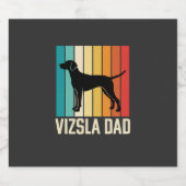 Retro Vizsla Vader Hond Silhouet Sparkling Wijnetiket (Enkel label)