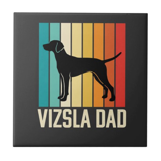 Retro Vizsla Vader Honden Silhouet Tegeltje (Voorkant)
