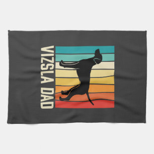 Retro Vizsla Vader Honden Silhouet Theedoek