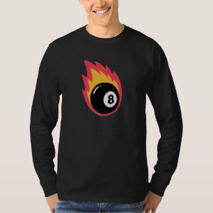 Retro Vlammende 8 Bal op Brand Zwembad Biljart Keu T-shirt