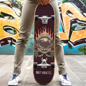 Retro Vlammende Astronaut Rozen Gepersonaliseerde Persoonlijk Skateboard