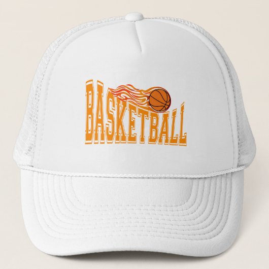 Retro Vlammende Basketbal Sportteam Trucker Pet (Voorkant)