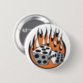 retro vlammende dobbelstenen ontwerp ronde button 5,7 cm (Voorkant /achterkant)