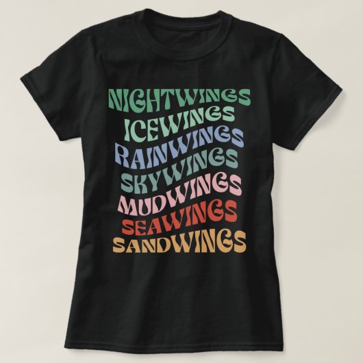 Retro Vleugels van Vuur Wof Boekenserie Dragon Lov T-shirt (Design voorkant)