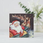 retro vliegen Santa rendieren Kaart (Staand voorkant)