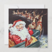 retro vliegen Santa rendieren Kaart (Voorkant)