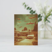 Retro vliegende haaien in de buurt briefkaart (Staand voorkant)