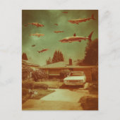Retro vliegende haaien in de buurt briefkaart (Voorkant)