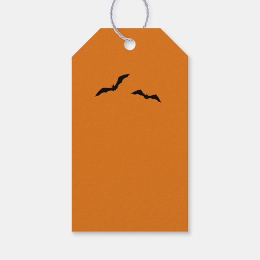 Retro vliegende heks op de maan Halloween gunst Cadeaulabel (Achterkant)