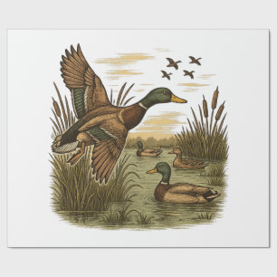 Retro-vliegende-wild-eend-jacht Cadeaupapier