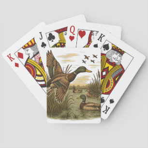 Retro-vliegende-wilde-eend-jacht, pokerkaarten
