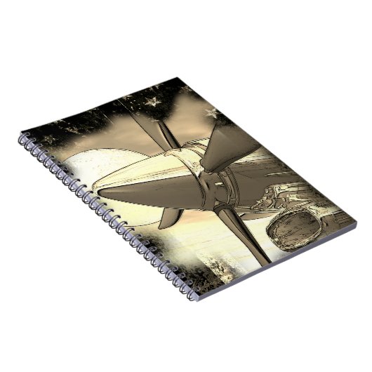 Retro Vliegtuig Art Technica Notitieboek (Rechterzijde)