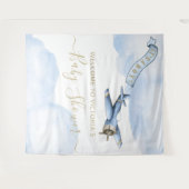 Retro-vliegtuig babyshower achtergrond XL Wandkleed (Voorkant (horizontaal))