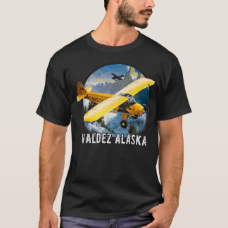 Retro Vliegtuig Flying Mountain Pilot Valde T-shirt