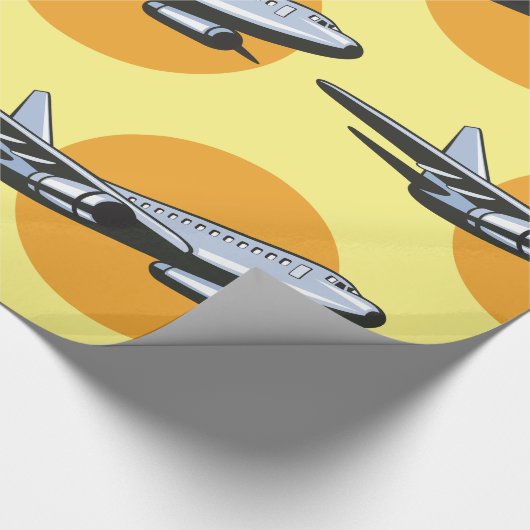 Retro Vliegtuig  Jet Travel Art Design Cadeaupapier (Hoek)