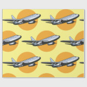 Retro Vliegtuig  Jet Travel Art Design Cadeaupapier (Vlak)