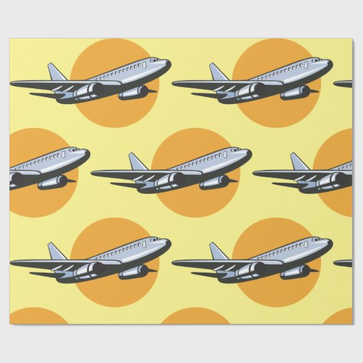 Retro Vliegtuig Jet Travel Art Design Cadeaupapier (Vlak)