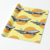 Retro Vliegtuig  Jet Travel Art Design Cadeaupapier (Uitgerold)