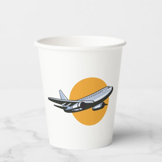 Retro Vliegtuig  Jet Travel Art Design Papieren Bekers (Voorkant)