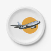 Retro Vliegtuig Jet Travel Art Design Papieren Bordje (Voorkant)