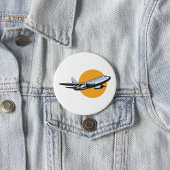 Retro Vliegtuig  Jet Travel Art Design Ronde Button 7,6 Cm