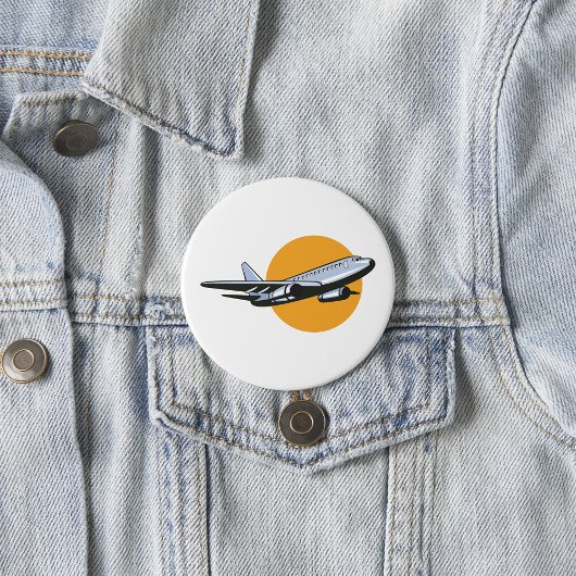 Retro Vliegtuig  Jet Travel Art Design Ronde Button 7,6 Cm