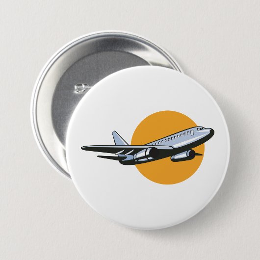 Retro Vliegtuig  Jet Travel Art Design Ronde Button 7,6 Cm (Voorkant /achterkant)