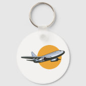 Retro Vliegtuig Jet Travel Art Design Sleutelhanger (Achterkant)