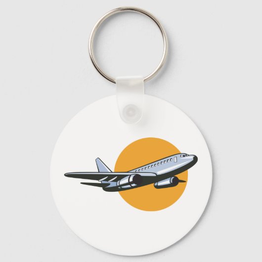 Retro Vliegtuig  Jet Travel Art Design Sleutelhanger (Achterkant)