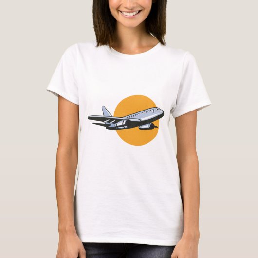 Retro Vliegtuig  Jet Travel Art Design T-shirt (Voorkant)