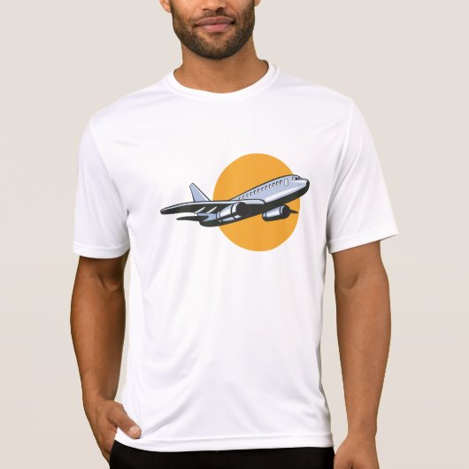 Retro Vliegtuig Jet Travel Art Design T-shirt (Voorkant)