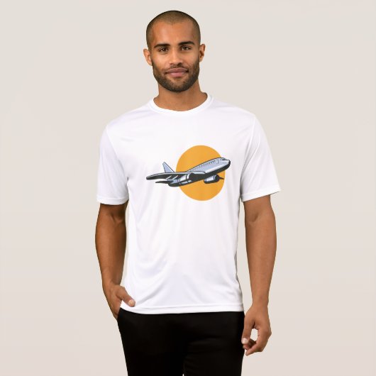Retro Vliegtuig Jet Travel Art Design T-shirt (Voorkant volledig)