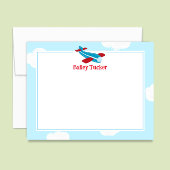Retro Vliegtuig Little Aviator Boy Stationery Notitiekaartje