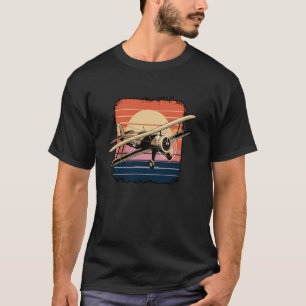 Retro Vliegtuig Luchtvaart voor Piloot Vluchtbegel T-shirt