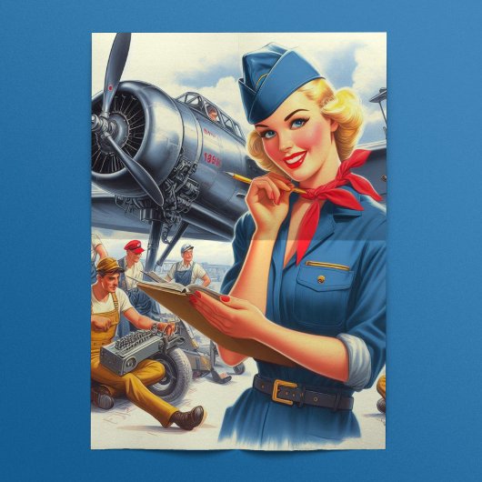 Retro Vliegtuig Piloot Pin-up Tissuepapier