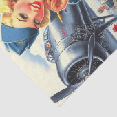 Retro Vliegtuig Piloot Pin-up Tissuepapier (Detail)