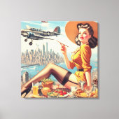 Retro Vliegtuig Pin-up Illustratie Canvas Afdruk (Voorkant)