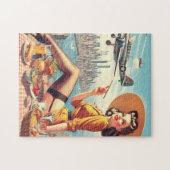 Retro Vliegtuig Pin-up Illustratie Legpuzzel (Horizontaal)