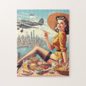 Retro Vliegtuig Pin-up Illustratie Legpuzzel (Verticaal)