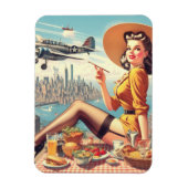 Retro Vliegtuig Pin-up Illustratie Magneet (Verticaal)