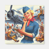 Retro vliegtuig pin-up magneet (Voorkant)