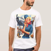 Retro vliegtuig pin-up t-shirt (Voorkant)