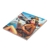 Retro Vliegtuig Pin-up Tegeltje (Zijkant)