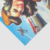 Retro Vliegtuig Pin-up Tissuepapier (Detail)