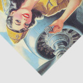 Retro Vliegtuig Pin-up Tissuepapier (Detail)