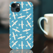Retro Vliegtuig Plain Pattern Blue Case-Mate iPhone Case